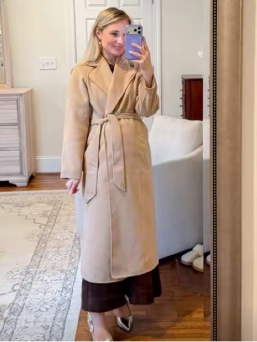 NWT • A NEW DAY • Double Face Belted Wrap Coat Classic Belted Camel Coat - Picture 8 of 11